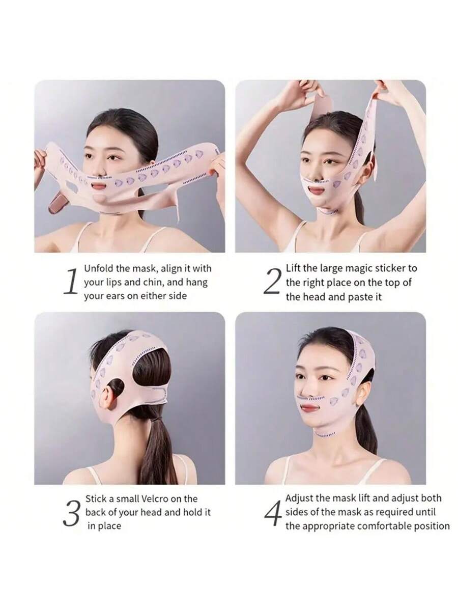 Masque gainant visage - Effet V-Lift - Pour lifting du visage, resserrage des rides, réducteur de double menton