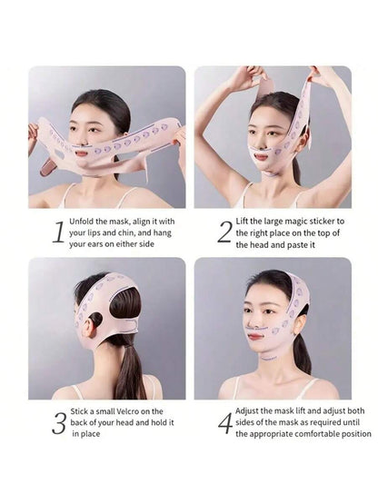 Masque gainant visage - Effet V-Lift - Pour lifting du visage, resserrage des rides, réducteur de double menton